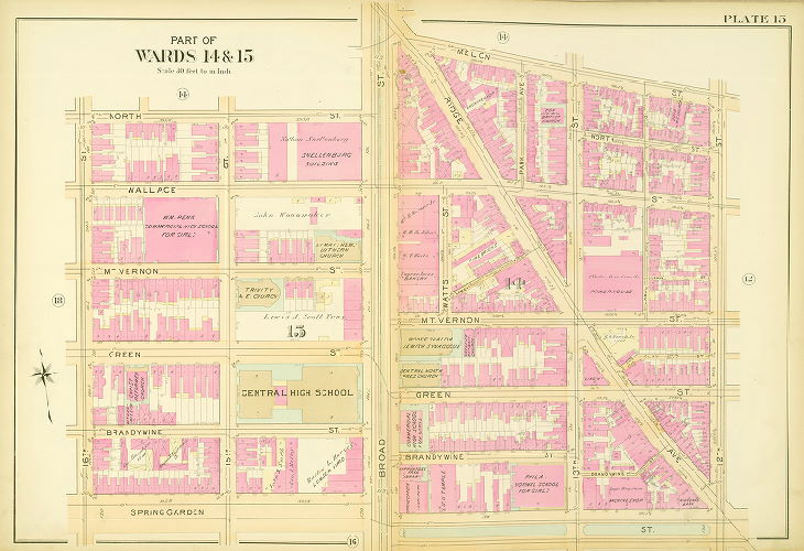 Plate 15, Atlas of the 11,12,13,14,15,16 & 17th Wards of the City of Philadelphia