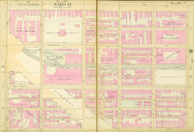 Plate 17, Atlas of the 11,12,13,14,15,16 & 17th Wards of the City of Philadelphia