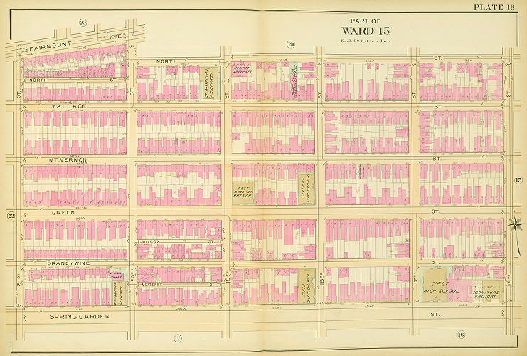 Plate 18, Atlas of the 11,12,13,14,15,16 & 17th Wards of the City of Philadelphia