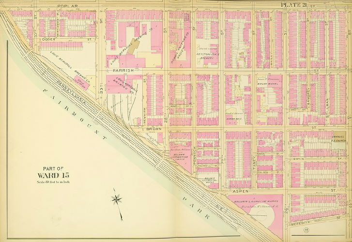 Plate 21, Atlas of the 11,12,13,14,15,16 & 17th Wards of the City of Philadelphia