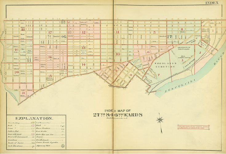 Map Index, Atlas of the 27th & 46th Wards of the City of Philadelphia