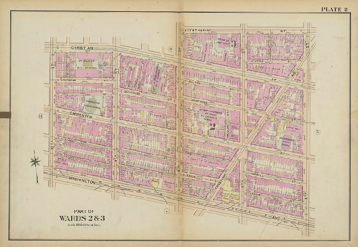 Plate 8, Atlas of the 2nd, 3rd, 4th & 30th Wards of the City of Philadelphia