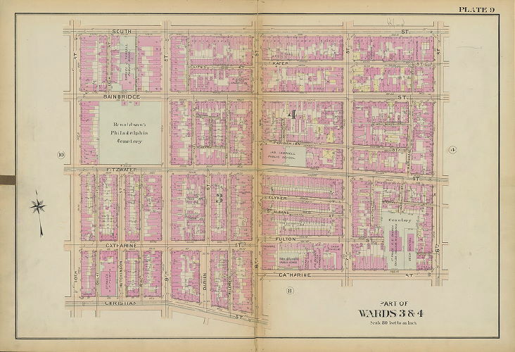 Plate 9, Atlas of the 2nd, 3rd, 4th & 30th Wards of the City of Philadelphia