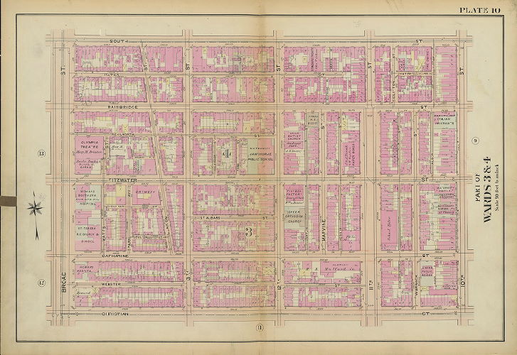 Plate 10, Atlas of the 2nd, 3rd, 4th & 30th Wards of the City of Philadelphia