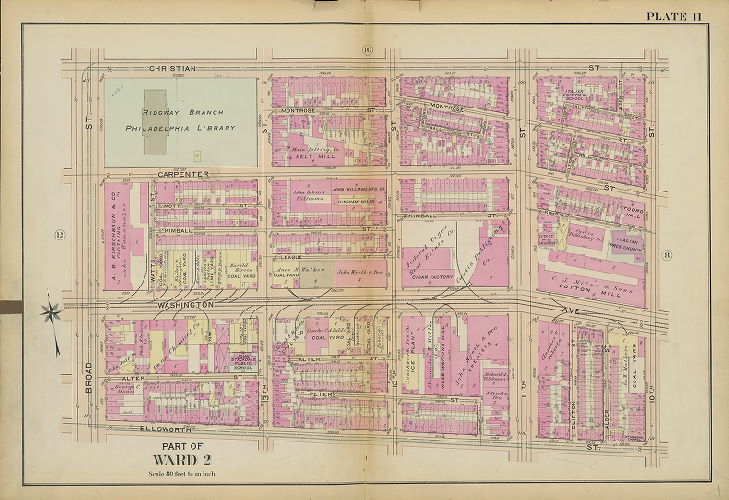 Plate 11, Atlas of the 2nd, 3rd, 4th & 30th Wards of the City of Philadelphia