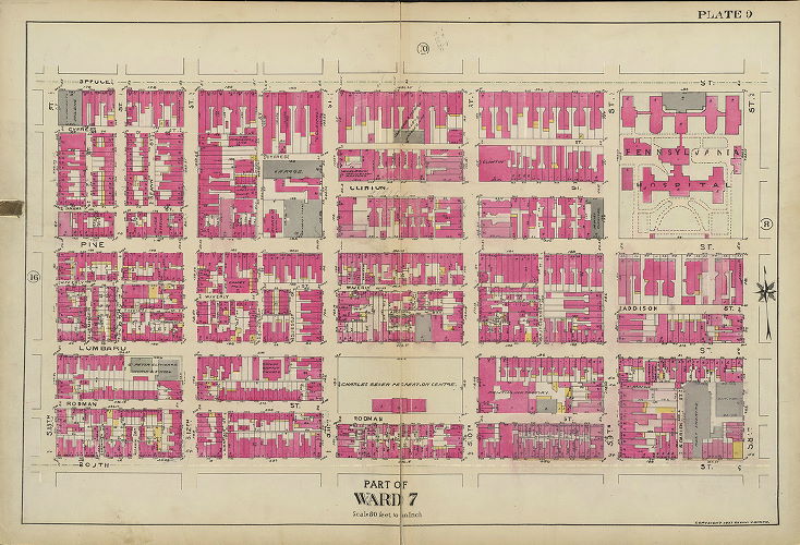 Plate 9, Atlas of the 5th to 10th Wards of the City of Philadelphia