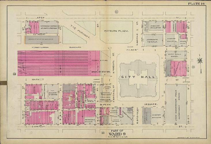 Plate 14, Atlas of the 5th to 10th Wards of the City of Philadelphia