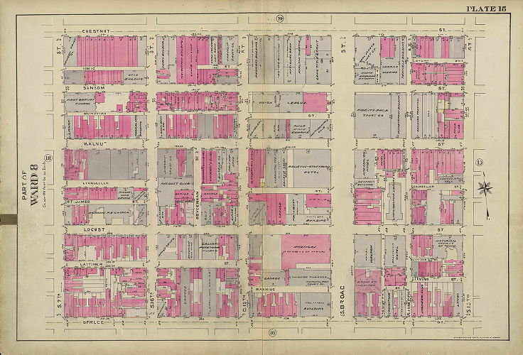 Plate 15, Atlas of the 5th to 10th Wards of the City of Philadelphia