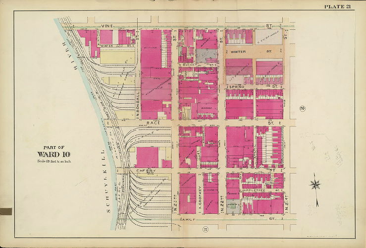 Plate 21, Atlas of the 5th to 10th Wards of the City of Philadelphia