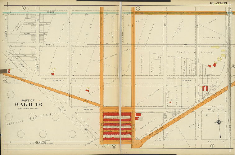 Plate 13, Atlas of the 26th, 36th & 48th Wards of the City of Philadelphia