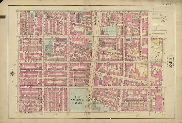 Plate 2, Altas of the 1st and 39th Wards of the City of Philadelphia