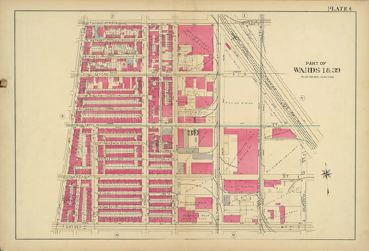 Plate 6, Altas of the 1st and 39th Wards of the City of Philadelphia