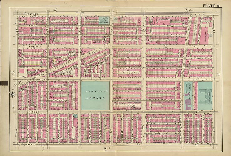 Plate 10, Altas of the 1st and 39th Wards of the City of Philadelphia