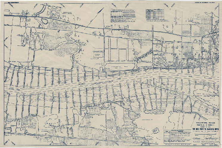 Plan, War Department, Corps of Engineers, U.S. Army. Delaware River, Philadelphia, PA., to Trenton, N.J., survey of 1932, in 11 sheets. Sheet 3. Ten Mile Point to Rancocas River. 