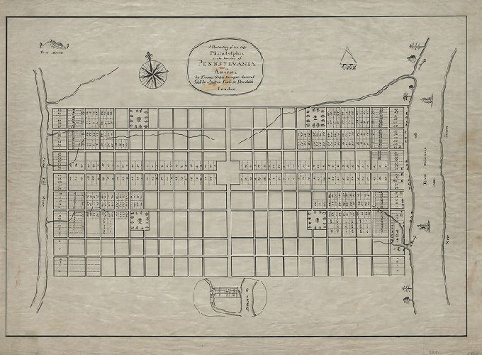 Plan, A portraiture of the City of Philadelphia in the Province of Pennsylvania.