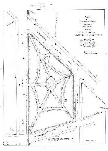 Plan, Plan of Durham Park, 44th Ward, Philadelphia. Made for Lighting Survey, Department of Public Works. 
