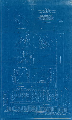 Plan (alternate image), Plan from Twenty-second Street to Twenty-third Street for the use of the Board of View in the matter of opening The Parkway between Broad Street and Fairmount Park, as authorized by ordinance of Councils approved 7-24-1916. Showing also profiles of properties affected by change of grade. Plan of The Parkway authorized by ordinance of Councils, approved 6-8-1909; confirmed by the Board of Surveyors 9-20-1909. 
