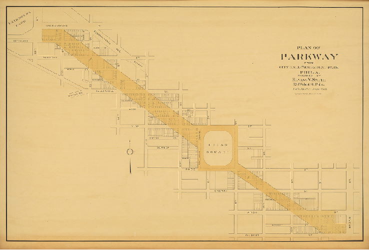 Plan, Plan of Parkway from City Hall to Fairmount Park Phila. Published by Elvino V. Smith, 323 Walnut St. Phila. 