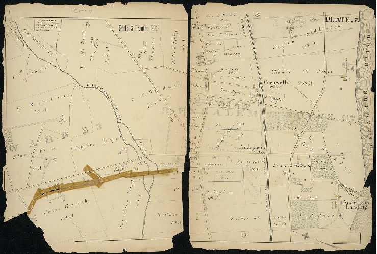 Plate 7, Atlas of Properties near the Philadelphia and Trenton Rail Road (New York Div., Pennsylvania Rail Road), Frankford to Trenton