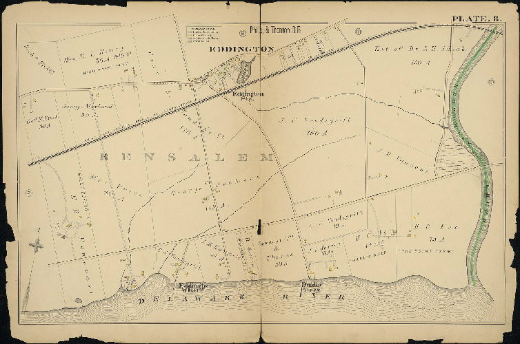 Plate 8, Atlas of Properties near the Philadelphia and Trenton Rail Road (New York Div., Pennsylvania Rail Road), Frankford to Trenton