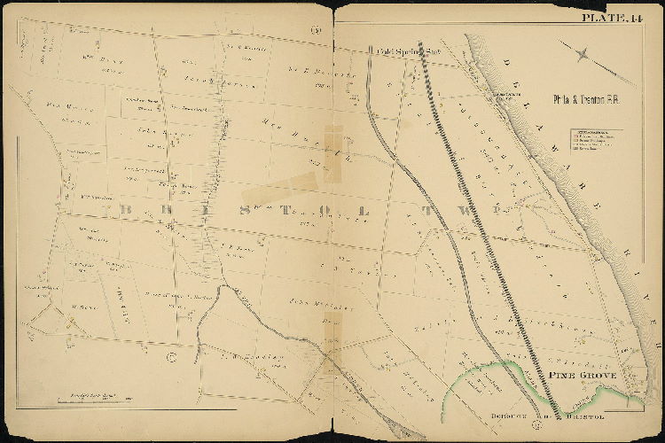 Plate 14, Atlas of Properties near the Philadelphia and Trenton Rail Road (New York Div., Pennsylvania Rail Road), Frankford to Trenton