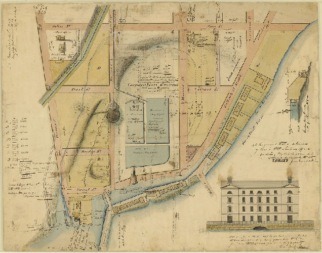 Map Showing Water Works Location and Vertical View of Building