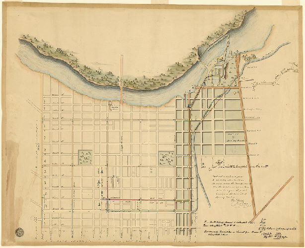Map of Schuylkill River and Surrounding Area with Water Works