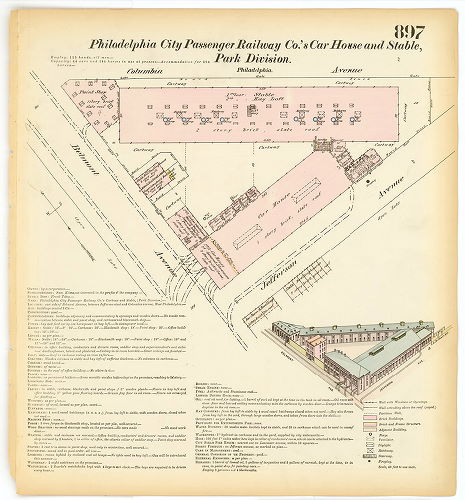 Philadelphia City Passenger Railway Co.'s Car House and Stable, Park Division, Hexamer General Surveys, Volume 10