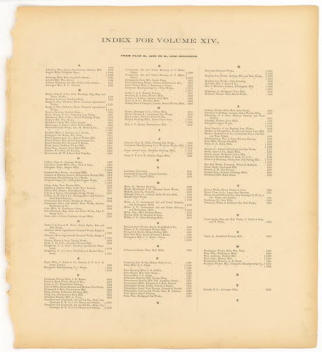 Index -- Plan from No. 1256 to 1355, Hexamer General Surveys, Volume 14