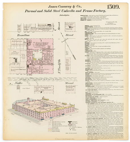 James Conaway & Co. Parasol and Solid Steel Umbrella and Frame Factory, Hexamer General Surveys, Volume 16