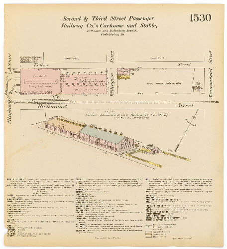 Second & 03rd Street Passenger Railway Co.'s Carhouse and Stable, Richmond & Bridesburg Branch, Hexamer General Surveys, Volume 16