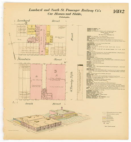 Lombard and South Street Passenger Railway Co.'s Car Houses and Stable, Hexamer General Surveys, Volume 18