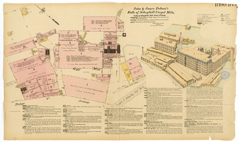John and James Dobson, Falls of Schuylkill Carpet Mills, Hexamer General Surveys, Volume 20