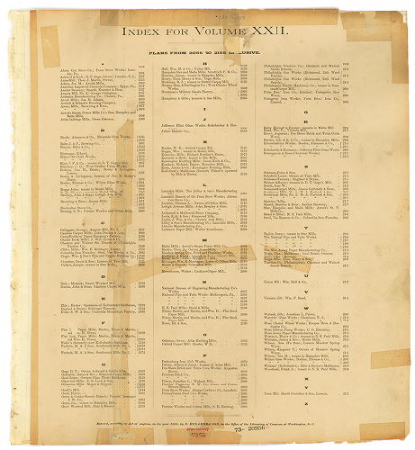 Index -- Plan from No. 2056 to 2155, Hexamer General Surveys, Volume 22