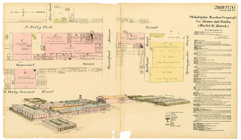 Philadelphia Traction Co.'s Car House & Stables, Market Street Branch, Hexamer General Surveys, Volume 23