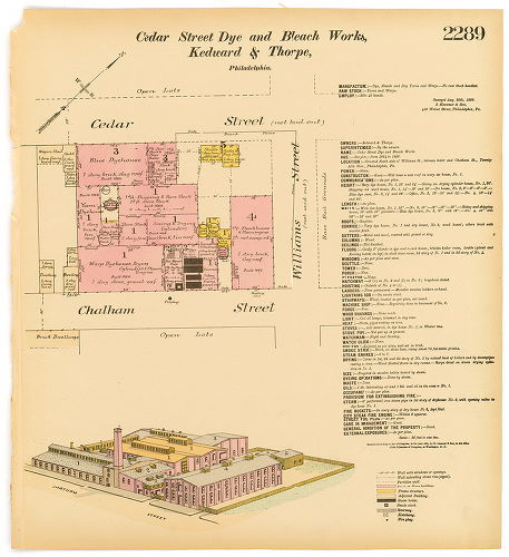 Cedar Street Dye and Bleach Works. Kedward and Thorpe, Hexamer General Surveys, Volume 24