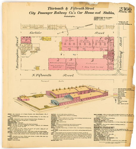 13th & 15th st City Passenger Railway Co.'s Car House & Stables, Hexamer General Surveys, Volume 25