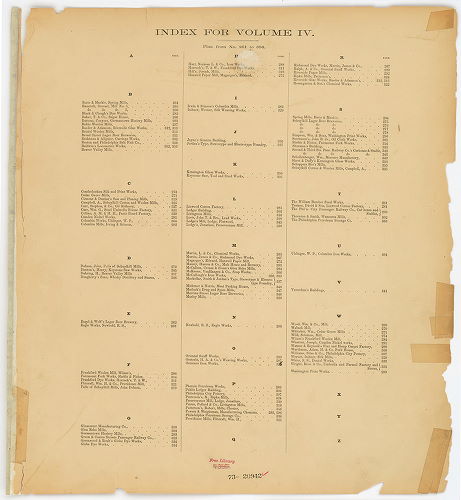 Index -- Plan from No. 261 to 356, Hexamer General Surveys, Volume 4