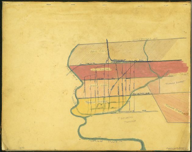Map, First Purchasers of Land in Frankford with 20th Century Overlay