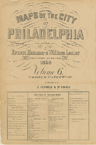 Title and Legend, Maps of the City of Philadelphia, vol. 6