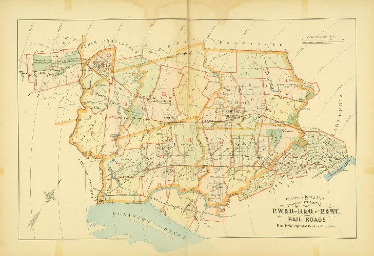 Index, Atlas of Properties along the Philadelphia, Wilmington and Baltimore R.R., Baltimore & Ohio R.R., Phila. & West-Chester R.R., and part of Philada. & Reading R.R., Philadelphia to Chester and Elwyn Sta.