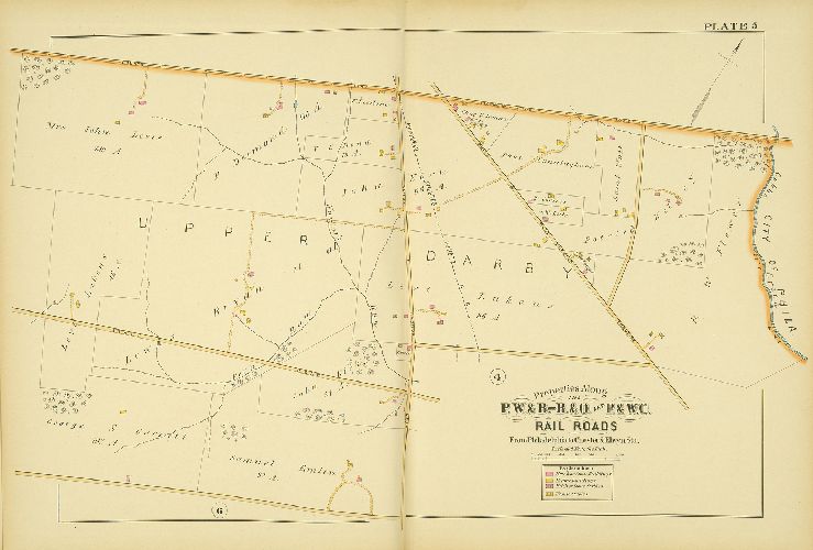 Plate 5, Atlas of Properties along the Philadelphia, Wilmington and Baltimore R.R., Baltimore & Ohio R.R., Phila. & West-Chester R.R., and part of Philada. & Reading R.R., Philadelphia to Chester and Elwyn Sta.