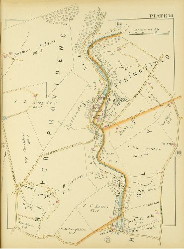Plate 24, Atlas of Properties along the Philadelphia, Wilmington and Baltimore R.R., Baltimore & Ohio R.R., Phila. & West-Chester R.R., and part of Philada. & Reading R.R., Philadelphia to Chester and Elwyn Sta.
