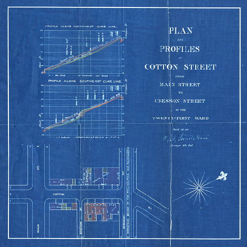 Plan, Plan and profiles of Cotton Street from Main Street to Cresson Street in the Twenty-first Ward. [No. 745 on reverse may refer to Survey District filing system]