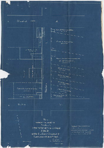 Plan, Plan made for the use of the Road Jury in the matter of the widening of 30th St. at the S.W. Cor. Of Chestnut St., Twenty-seventh Ward, Philad'a.[Survey returned Feb. 27, 1894]