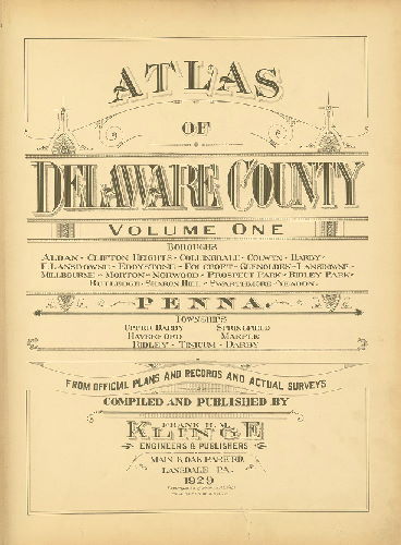 Title Page, Atlas of Delaware County, vol. 1
