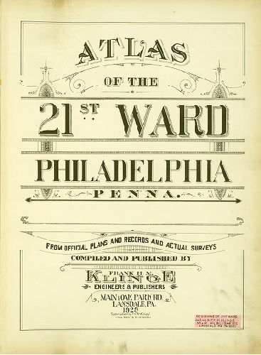 Title page, Atlas of the 21st Ward, Philadelphia, Penna.