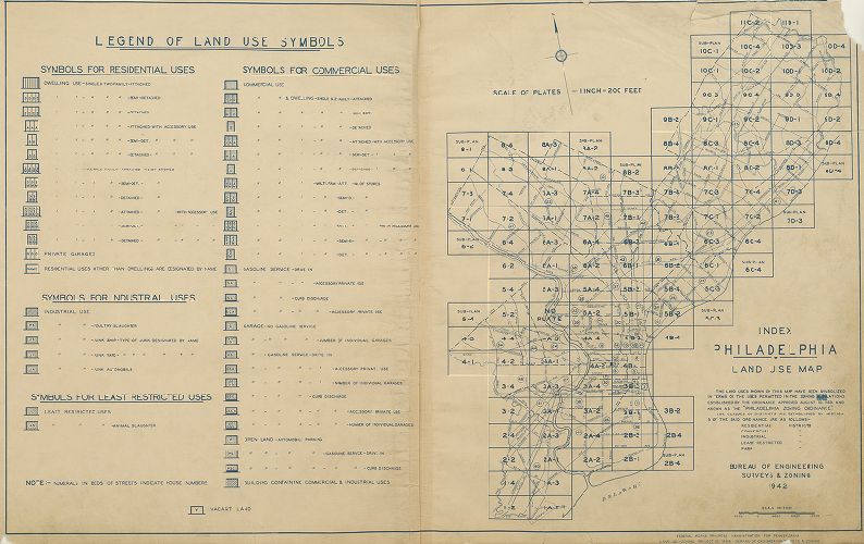 Index and Legend, Philadelphia Land Use Map, 1942