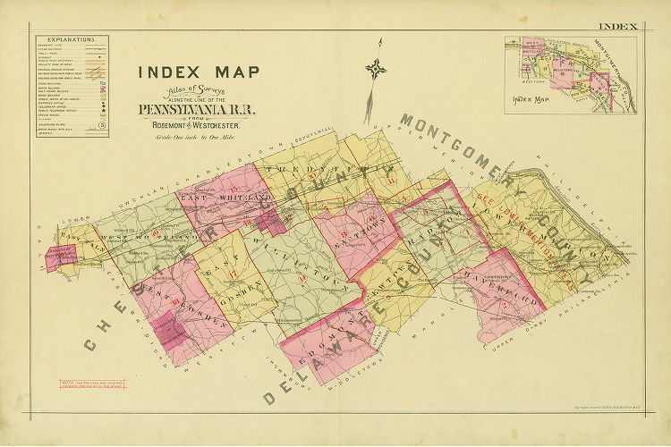 Index, Atlas of Properties on Line of Pennsylvania R.R. from Rosemont to Westchester