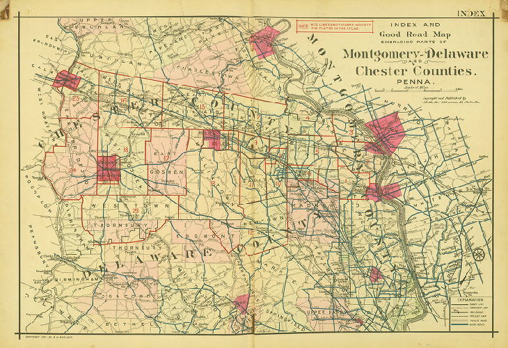Map Index, Atlas of Properties on Main Line Pennsylvania Railroad from Devon to Downingtown and West Chester